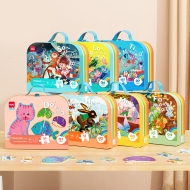 Puzzle geanta cadou 89 piese efect luminos DINOZAURI 4+ ani Deli