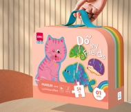 Puzzle geanta cadou 89 piese efect luminos DINOZAURI 4+ ani Deli