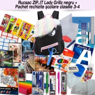 Rucsac ZIP..IT Lady Grillz negru + Pachet rechizite clasele 3 - 4
