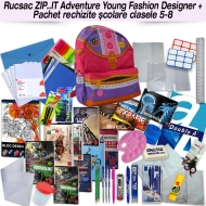 Rucsac ZIP..IT Adventure Young Fashion Designer + Pachet rechizite clasele 5 - 8