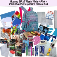 Rucsac ZIP..IT Mesh White / Pink + Pachet rechizite clasele 5 - 8